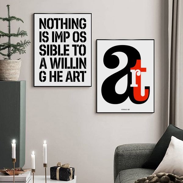 Typographie moderne Love Dream Quotes motivationnelles affiches décoratives imprimées nordiques