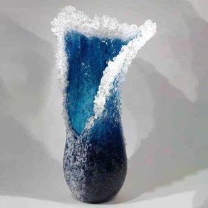 Vase moderne Ocean Wave en forme de résine Vase Crafts mode Nordic Style Office Living Room Decoration Blue Vase Decoration 240422