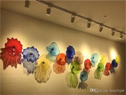 Assiette soufflée de la lampe moderne suspendue Murano Fleur Plaques de verre Mur Taille de couleur personnalisée