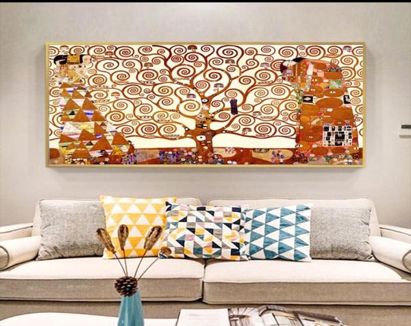 Arbre mural moderne arbre de vie Gustav Klimt Wall Pictures pour le salon toile peinture décorative imprimé drop1627446