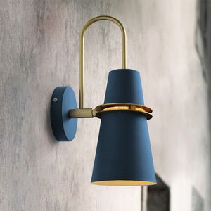 Moderne wandlamp slaapkamer luces led verlichting Noordse binnenspiegel licht voor huis woonkamer decor ijzeren lamp schaduw zwart wit blauw