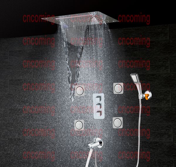 Moderno sistema doccia a parete rubinetto pannello rubinetto miscelatore doccia termostatico LED soffione doccia a soffitto pioggia cascata nebbia getti massaggianti CS5326