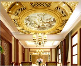 Moderne behang 3d muurschilderingen voor woonkamer plafond muurschildering jade carving, chrysanthemum aangepaste behang foto muur papier 3d