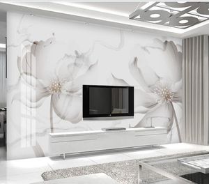 fond d'écran moderne pour le salon Résumé marbre blanc moderne mur de fond floral créatif minimaliste