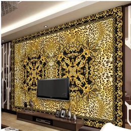 Papier peint moderne pour salon européen luxe rétro léopard fonds d'écran TV canapé fond papier peint