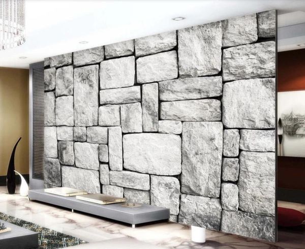 Fond d'écran moderne pour le salonv Retro TV Fond Mur de fonds d'écran de brique en pierre4907436