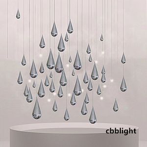 Forme de goutte d'eau moderne Lustre en cristal LED Éclairage Hall de l'hôtel Salon Décor Escalier en colimaçon Lustres d'art de luxe Lampes suspendues GC004