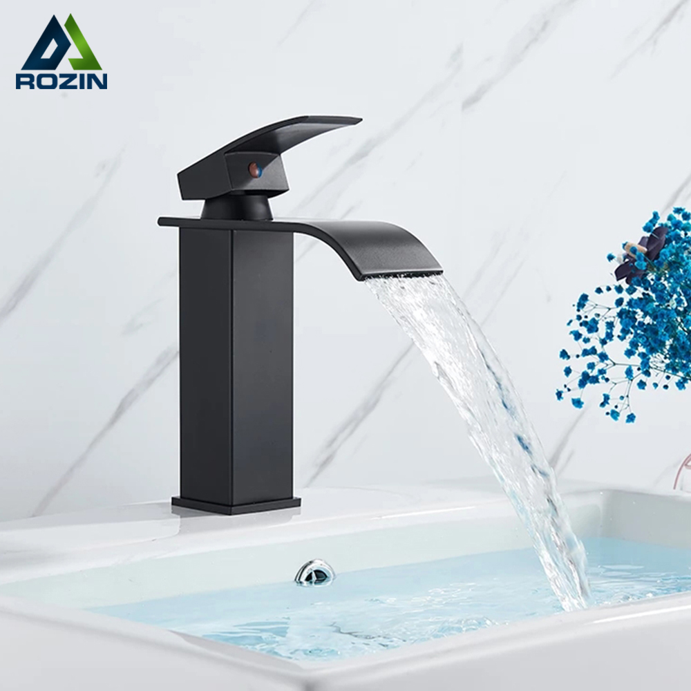 Modern Chrome Waterfall Spout Basin Faucet Single Handle Deck Mounted Mixer Tap Wholesale And Retail