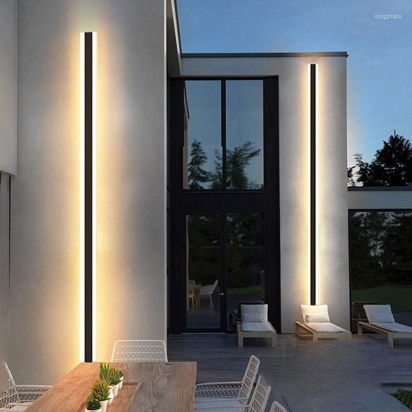 Lámpara Led de pared de tira larga para interiores y exteriores, moderna, impermeable, de aluminio, para jardín, pasillo, con Sensor de cuerpo humano