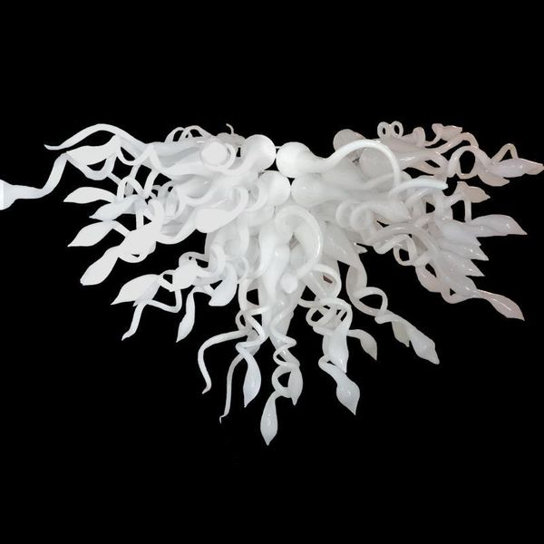 Lámparas colgantes de cristal blanco moderno Luces LED Art Chihuly Chandelier Lámpara de araña de vidrio soplado a mano para la sala de estar del hotel