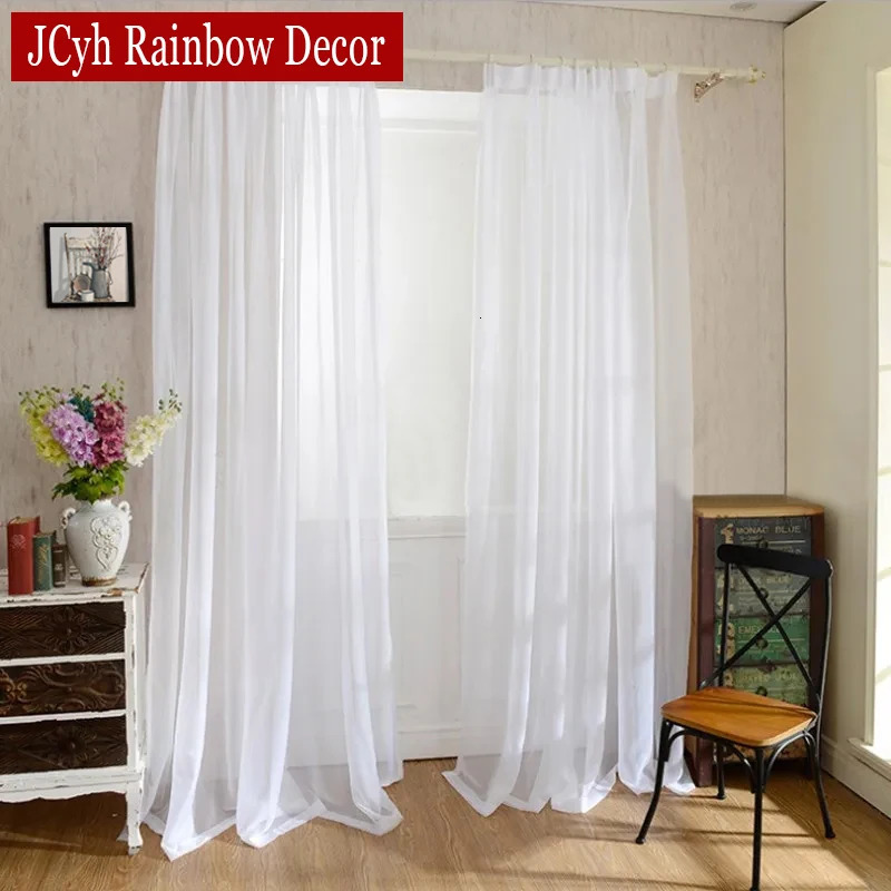 Modern White Sheer Curtains for Living Room Solid Transparent Tulle Curtain Window Kitchen Cortinas Voilage Gauze Yarn Decor 240429