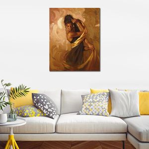 Moderne femme toile Art doré séduction à la main peinture à l'huile contemporain mur décor pour salon