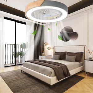 Ventilateur de plafond en bois moderne avec télécommande Dimmable 3 Couleurs Timing LED LED FAN lampe intérieure Chambre Room