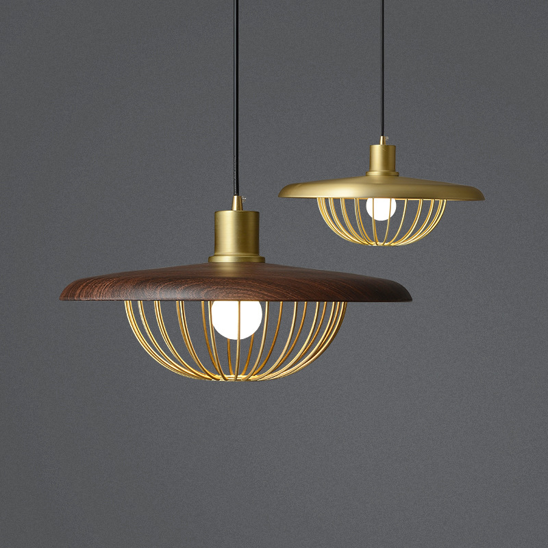 Moderne hout E27 hanglampen eenvoudige kooi vorm opknoping lamp armatuur restaurant home decor lights keukenverlichting
