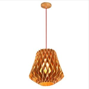 Noord-Europese hout led hanglamp honingraat vorm houten kroonluchters lamparas voor woonkamer restaurant verlichtingsarmatuur