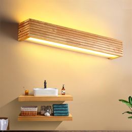Luces de pared de madera modernas, lámpara para espejo de baño, pasillo, cama, aplique de iluminación nórdico para el hogar vintage242A