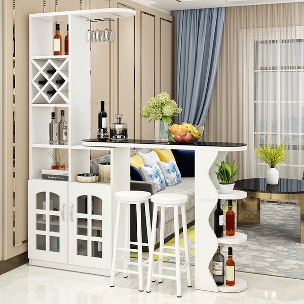 Mesas modernas de barras de madera muebles de cocina simples gabinete de porche de la sala de estar ligero gabinete de vino de lujo mesa de bar integrada