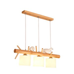 Moderne houten hanglamp Japanse keukenverlichting glazen schaduw vogellamp voor Ding Room Cafe