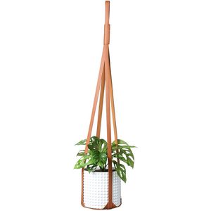 Moderns Cuir Plante Cintre Pots Plantes Suspendus Sangle Suspendre Panier Plateau Moderne Mur Plafond Suspendu pour Pot de Fleur Extérieur Charnu Vert Hamac WMQ1136