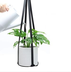 Colgador de plantas de cuero moderno, macetas, colgantes de plantas, correa, colgante de techo de pared moderno para maceta de interior y exterior RRB15797