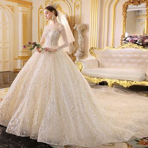 Robes de mariée robe de bal modeste 2023 dentelle O cou sans manches pays longue plage de tulle Boho plus la taille robes de mariée robes de mariée