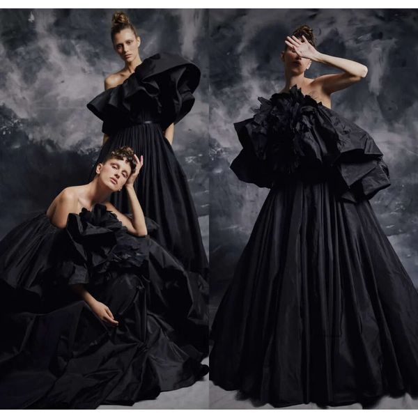 Modeste balle personnalisée robes de soirée noires sans bretelles robe formelle sans bracele