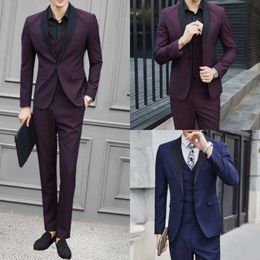 Bescheiden groomsmen Drie aangepaste knappe pakken stukken gemaakt gedrukt patroon slanke fit heren Business Wedding Suits (jas+vest+broek) (jas+vest+broek)