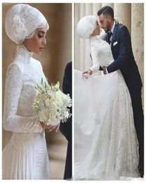 Robe de mariée musulmane modeste 2019 turque Gelinlik dentelle Applique longueur de plancher robes de mariée islamiques Hijab robe de mariée à manches longues4966757