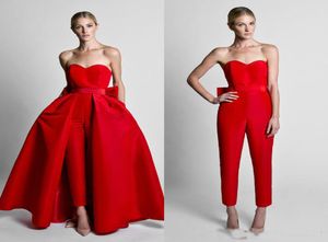 Bescheiden Red Over Skirt Avond Jurken 2018 Sweetheart Ladies Formele feestjurk Outfit Custom Made Suit Long Prom Jowns9960552