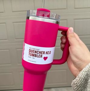 Quencher H2.0 40oz mokken Cosmo Pink Parade Target Red Flamingo Tumblers Geïsoleerde autobekers Roestvrijstalen koffie Termos Pink Tumbler Gift US Stock