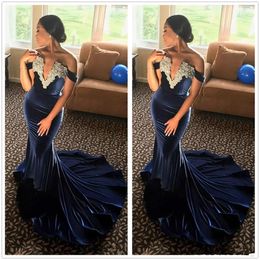 Bescheiden Velet Arabische zeemeermin avondjurken kralen off-shoulder vestidos de festa party prom formele optocht beroemdheidsjurken gast