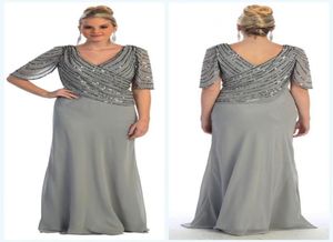 Modest Mariage Guest Femmes Robe de soirée formelle avec manches longues paillettes plus taille Aline en mousseline de mousseline de la mariée 5342547