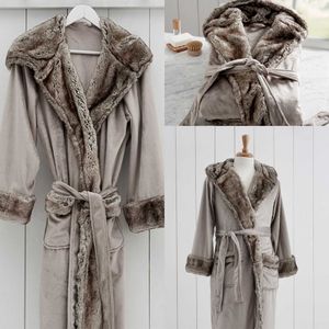 Bescheiden Vrouwen Potterybarn Nachtkleding Vrouwen Badjas Faux Bont Satijn Lange Mouw Mantel Ribbon Sash Robe Prom Bruidsmeisje Shawel