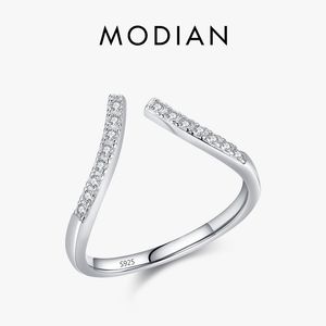 Modian 925 Sterling Silber Einfach Offene Größe Zeigefingerring Für Frauen Klassisch Funkelnd Hochzeit Verlobung Luxus Edlen Schmuck
