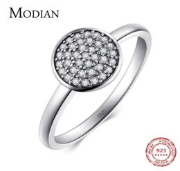 Modian Authentieke 2021 Topkwaliteit Echt 925 Sterling Zilveren Ronde Ring Mode Vintage Helder Zirconia Sieraden Voor Dames7484653