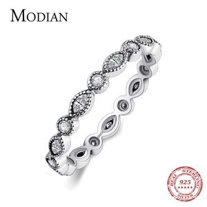 Modian authentique 925 en argent Sterling étincelant anneaux pour femmes Cz bijoux Bague de fiançailles Bague accessoires de mode