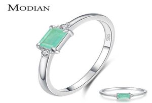 Modian charme luxe réel 925 Stelring argent vert Tourmaline mode bagues pour femmes Bijoux fins accessoires Bijoux 210615008049