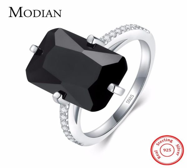 Modian haute qualité solide 925 bague en argent pour les femmes mode cristal noir de luxe bijoux de fête doigt bagues en argent Anel1273195