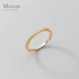 Modian Hight Quality 925 Sterling Silver Luminous Zirkon Simple Stackable Wedding Engagement Rings For Women Fine Jewelry Bijoux 2191B