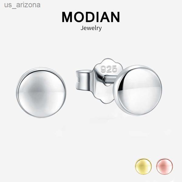 Modian Vente Chaude % 925 En Argent Sterling De Mode Mignon De Luxe Or Or Rose Couleur Ronde Boucles D'oreilles Pour Les Femmes Fine Jewelry L230620