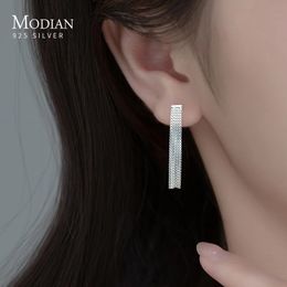 Modian solide 925 en argent Sterling Long gland conception d'été boucles d'oreilles pendantes Simple mode boucles d'oreilles pour les femmes bijoux cadeaux 240104