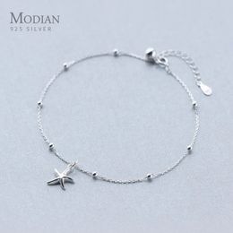 MODIAN Starfish Light Perles Chaîne de cheville pour les femmes Real 925 STERLING SILP LIEN LIEN FORME BIELLES FINES BIJOURS 240408