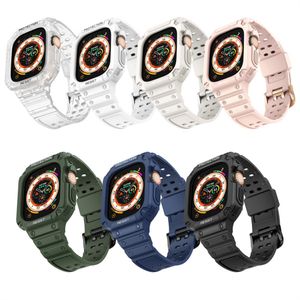 Modificatiekit Horlogeband met hoesje voor Apple Watch Ultra 49 mm Rubber 2 in 1 Cover TPU Schokbestendige sportband voor iWatch Series 8