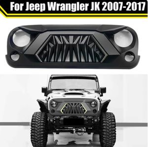 Gemodificeerde Armor Stijl Grills Voor Jeep Wrangler JK 2007-2017 Accessoires Voorbumper Grille Upgrade Bovenste Raster Met DRL licht