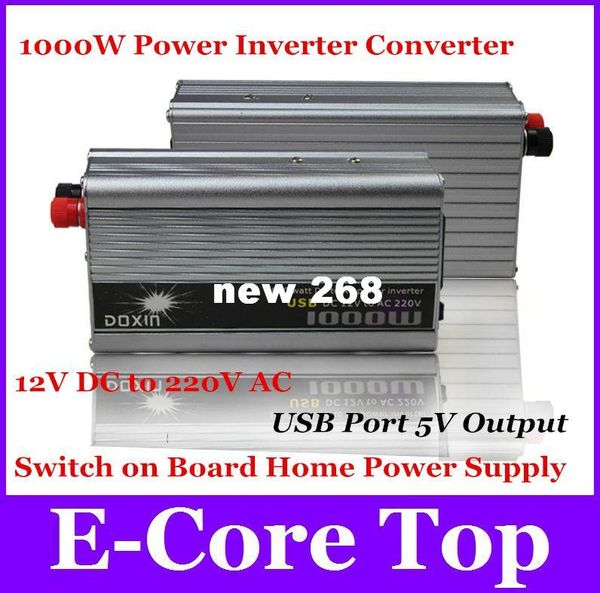 Livraison gratuite onde sinusoïdale modifiée 1000W onduleur DC 12V à AC 220V avec port USB convertisseur de sortie 5V chargeur de voiture