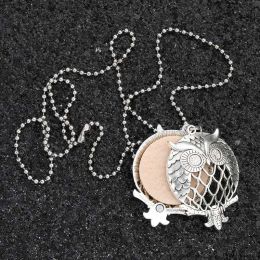 Modkisr Groothandel 30 mm Hoogwaardige nacht OWL MAGNETISCHE AROMATHERAPIE DIFTUSER SIERADE LACKET HANDER Essentiële olie Giergeur ketting