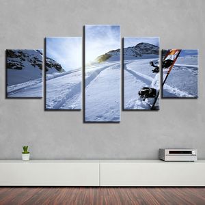 Modulair canvas HD-prints posters home decor kunst aan de muur foto's 5 stuks ski-faciliteit kunstschilderijen zonder lijst