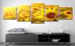 Toile modulaire de décoration de maison, 5 pièces, images d'art mural, peintures de fleurs de soleil, salon, imprimés HD, affiche 8255206