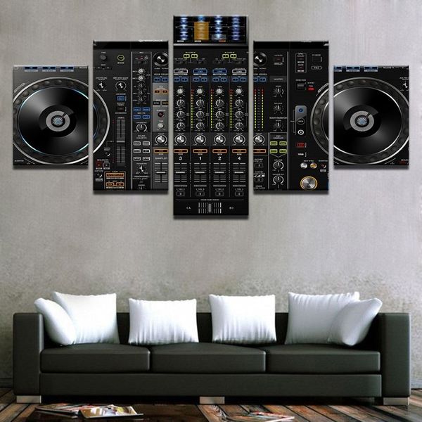 Image modulaire décor à la maison toile peintures moderne 5 pièces musique DJ Console instrument mélangeur affiche pour salon mur Art2048