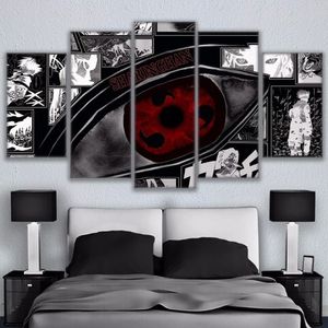 Art mural modulaire photos toile HD imprimé Anime peinture sans cadre 5 pièces Naruto Sharingan affiche moderne décor à la maison Room247D